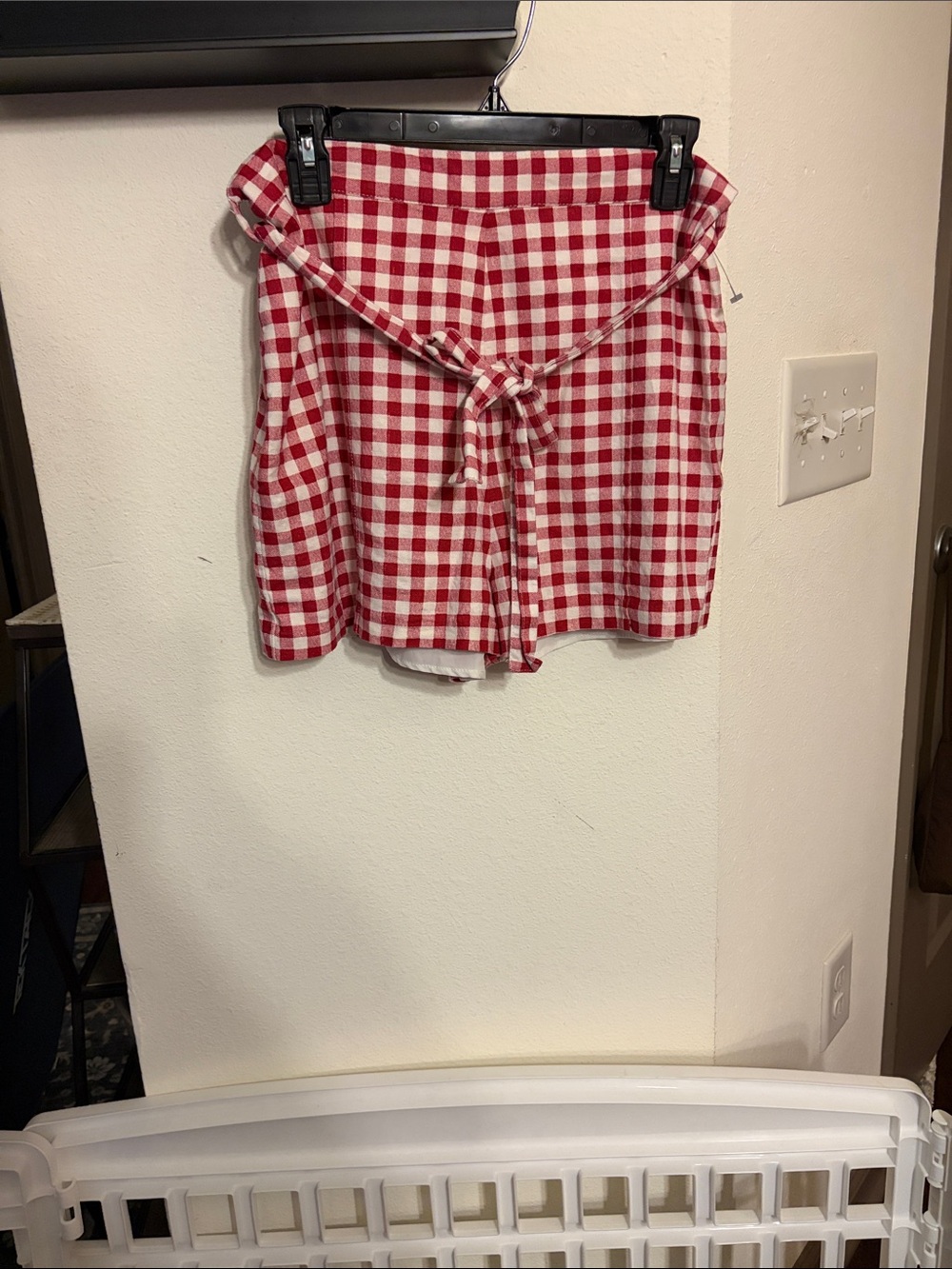 Wayf Red Gingham High-Waist Tie-Front Shorts - Picture 2 of 4